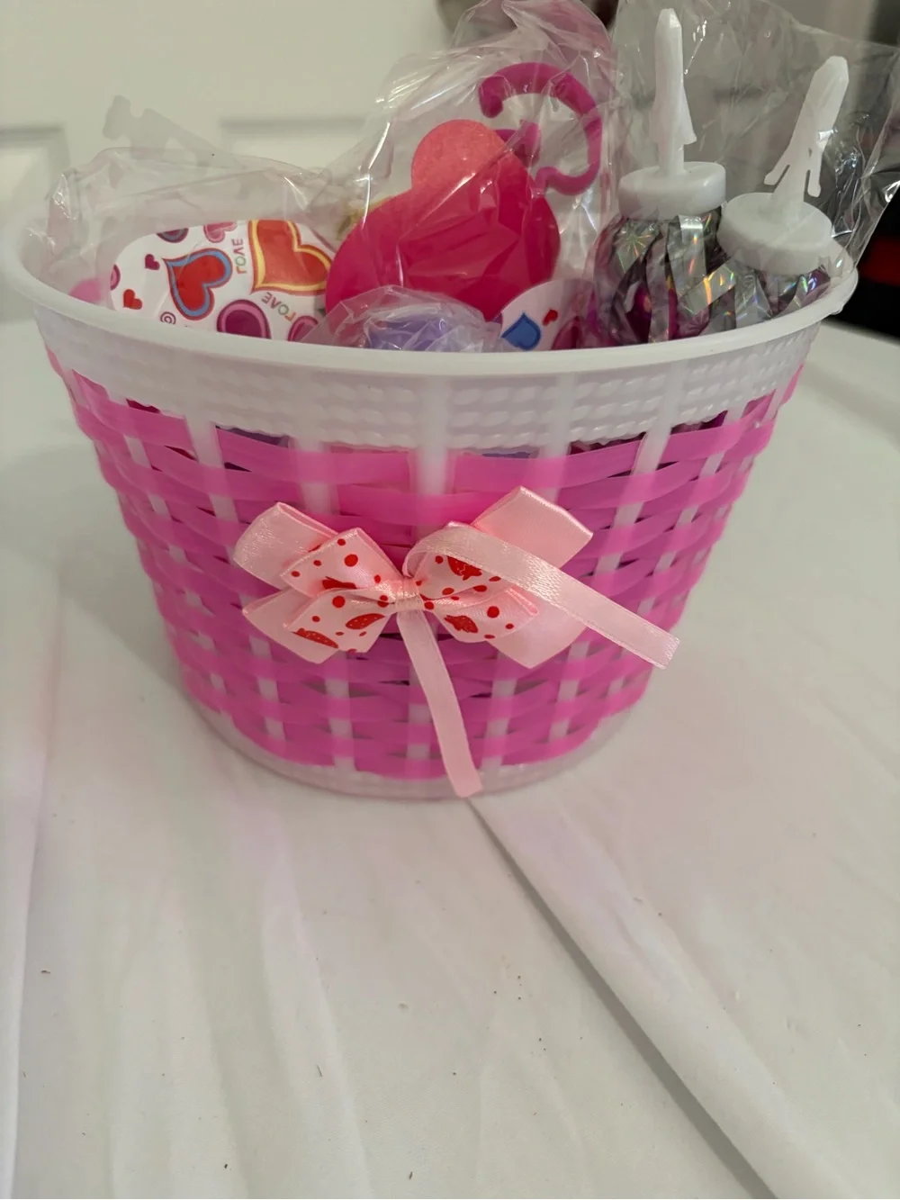 Bike Basket Pink Set w Handlebar Streamers, Daisy Bell & Pinwheel Bicycle NWOT